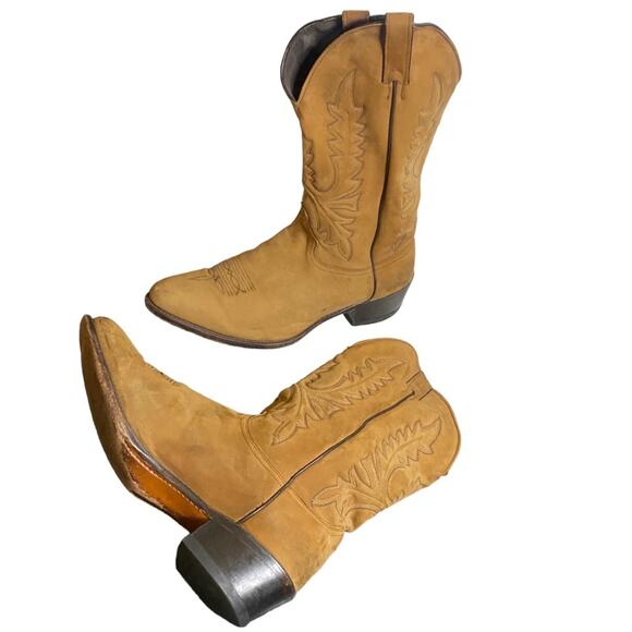 Men's Brown 13 Abilene Western Cowboy Rodeo Distressed Tanned Leather Boots - Picture 1 of 16